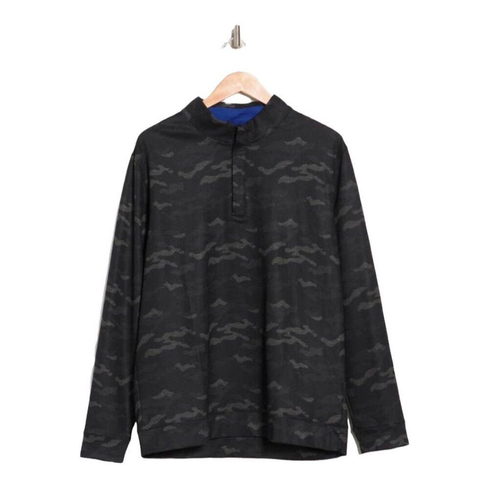 TailorByrd Mens Performance Black Camo Quarter Q Zip Pullover sz Small NEW